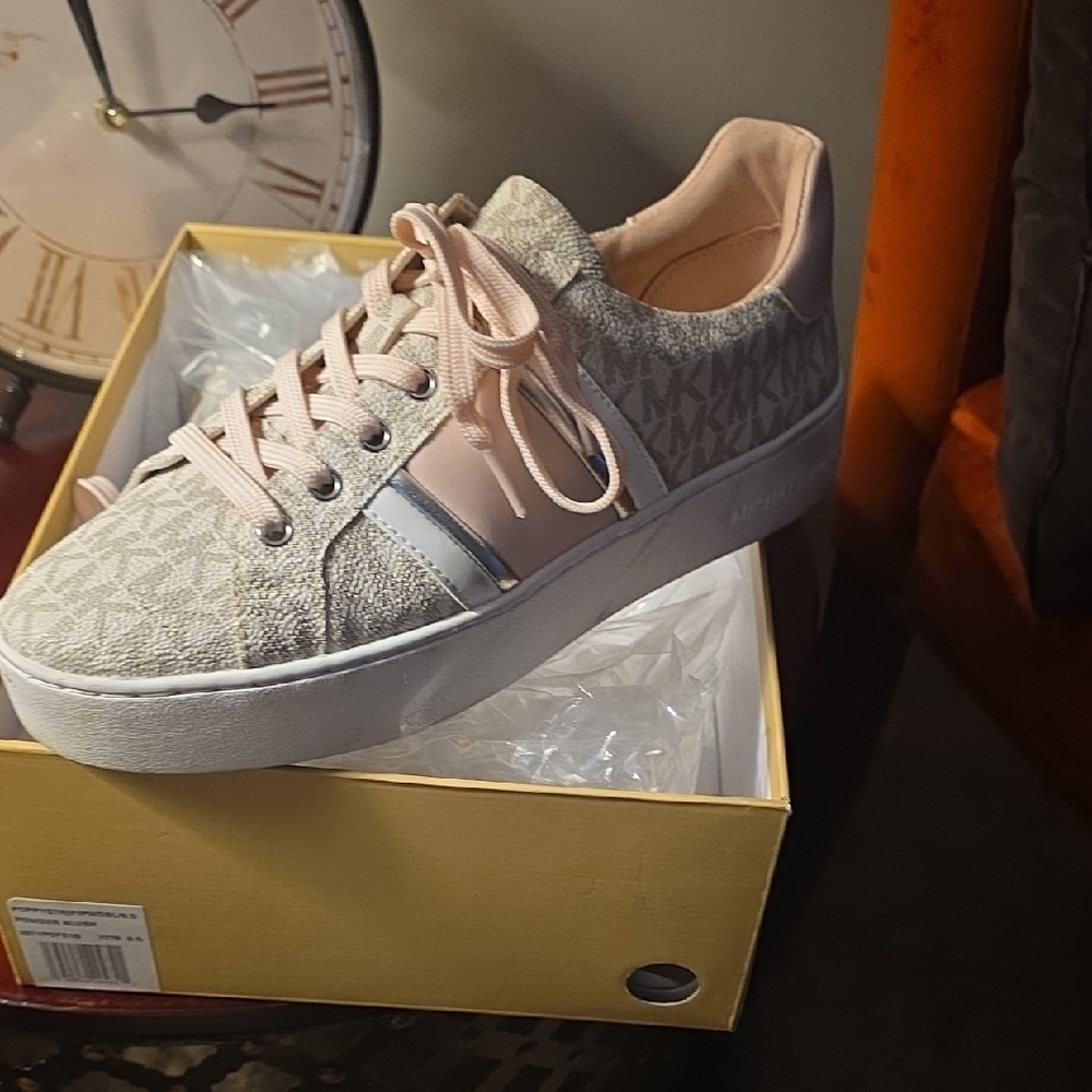 Michael Kors Women's Pink and Gray Logo Sneakers